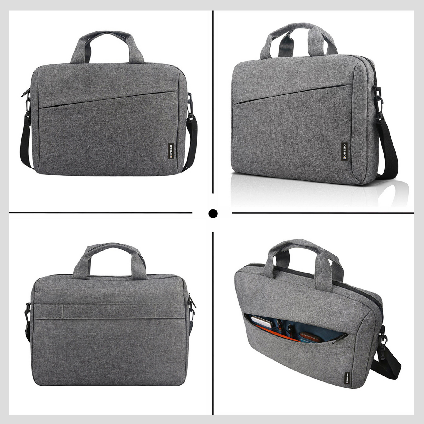 ONEGO Formal Briefcase & Messenger Bag, Fits 15.6" Laptops, Grey - ONEGO FASHION