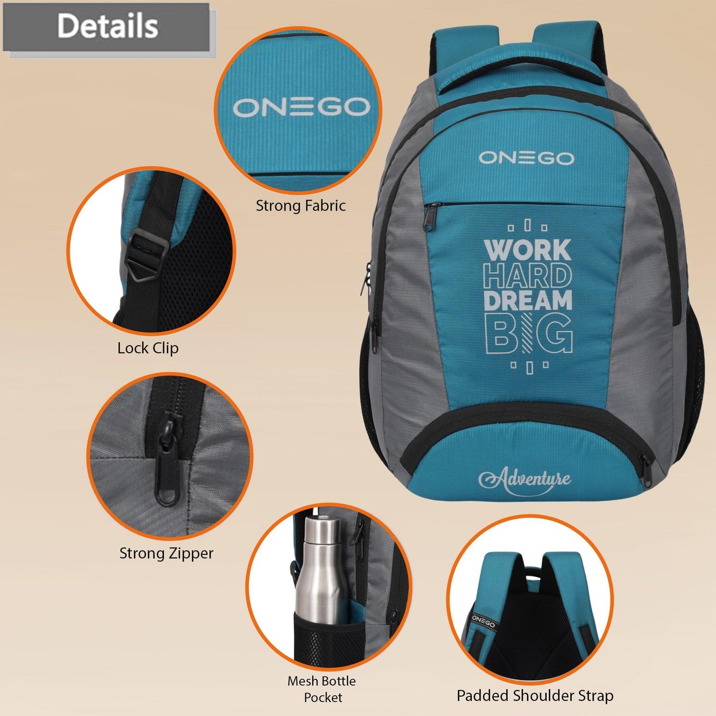 ONEGO College Backpack, Water-Resistant Laptop Bag for Men & Women, Casual Computer Backpack for School, Work, and Travel, Fits 15.6-Inch Laptop - ONEGO FASHION