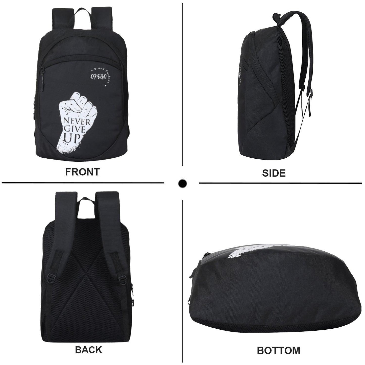 ONEGO Versatile & Stylish Backpack College bag School bag Laptop bag Office bag Tuition bag Daypack Bag For Men & Women Boys & Girls (Black) - ONEGO FASHION