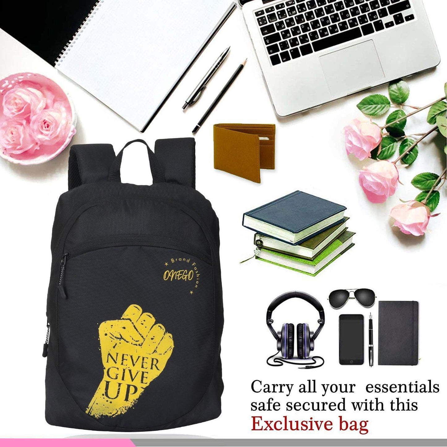 ONEGO Versatile & Stylish Backpack College bag School bag Laptop bag Office bag Tuition bag Daypack Bag For Men & Women Boys & Girls (Black YL) - ONEGO FASHION