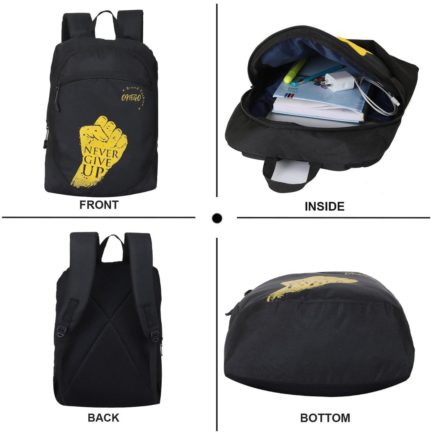 ONEGO Versatile & Stylish Backpack College bag School bag Laptop bag Office bag Tuition bag Daypack Bag For Men & Women Boys & Girls (Black YL) - ONEGO FASHION