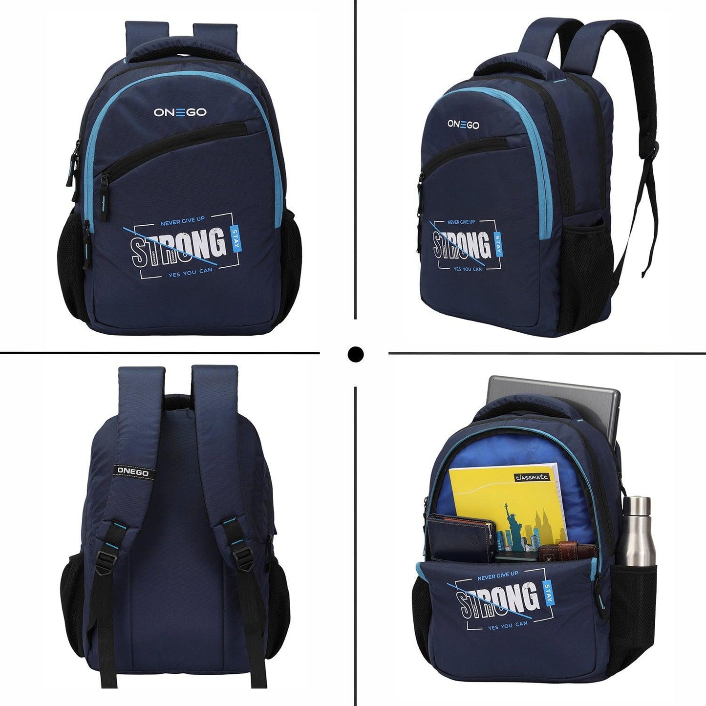 ONEGO Casual Backpack, Water-Resistant Laptop Bag for Men & Women, Business & College Backpack for School, Work, and Travel, Fits 15.6-Inch Laptop - Navy Blue - ONEGO FASHION