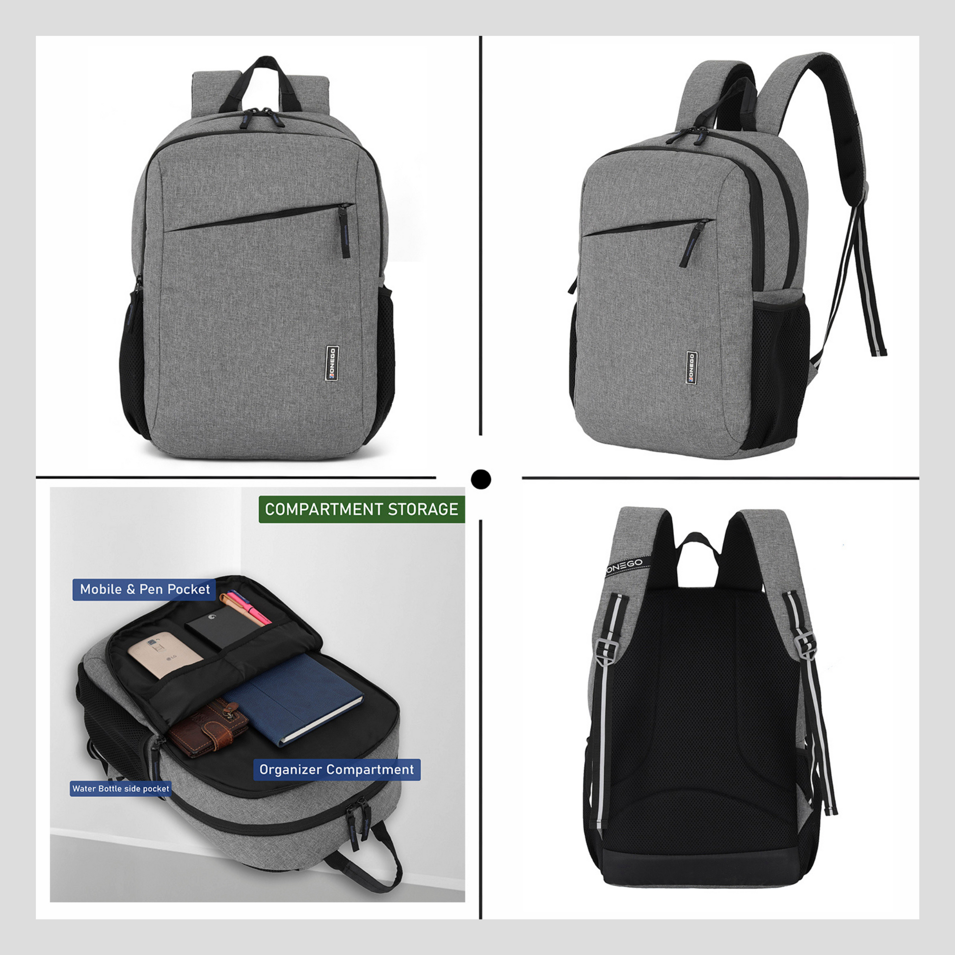 ONEGO Laptop Backpack, Water-Resistant Business & College Backpack for Men & Women (Grey) - ONEGO FASHION