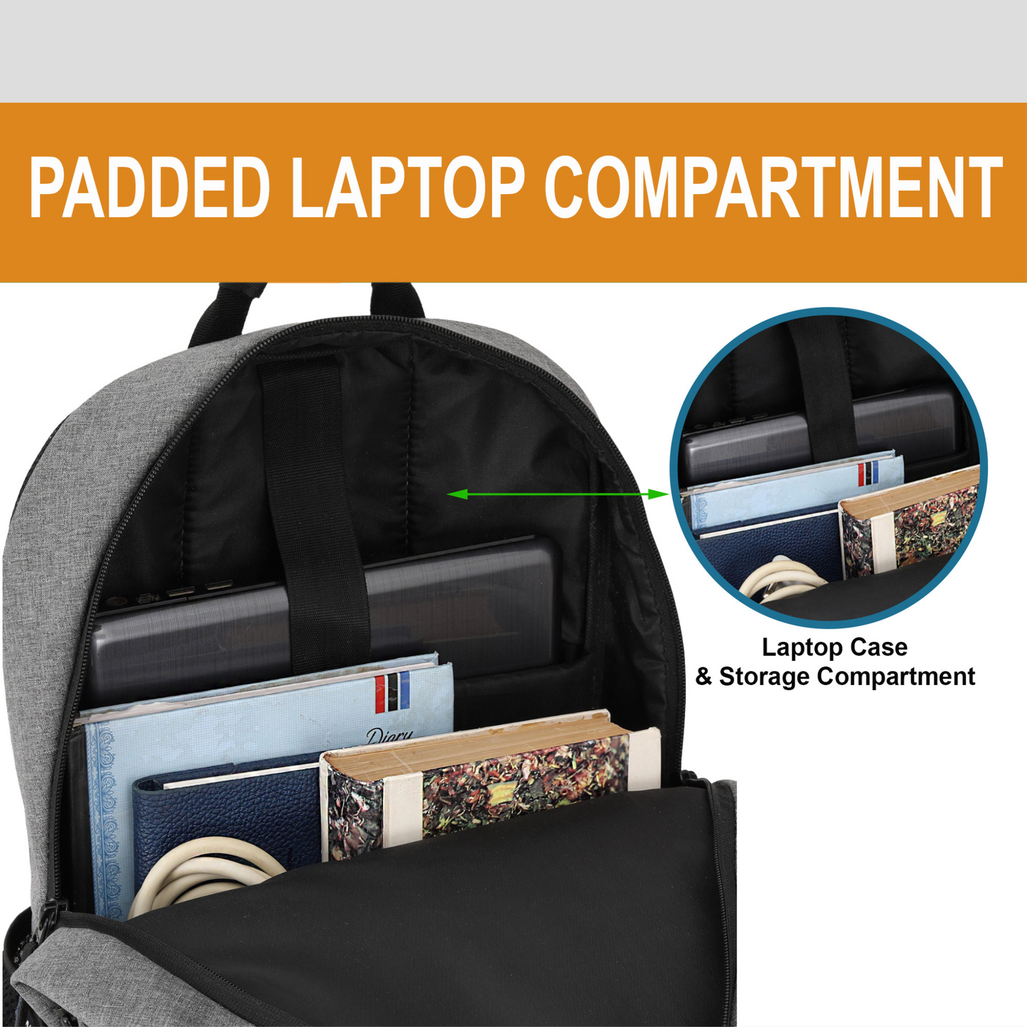 ONEGO Laptop Backpack, Water-Resistant Business & College Backpack for Men & Women (Grey) - ONEGO FASHION
