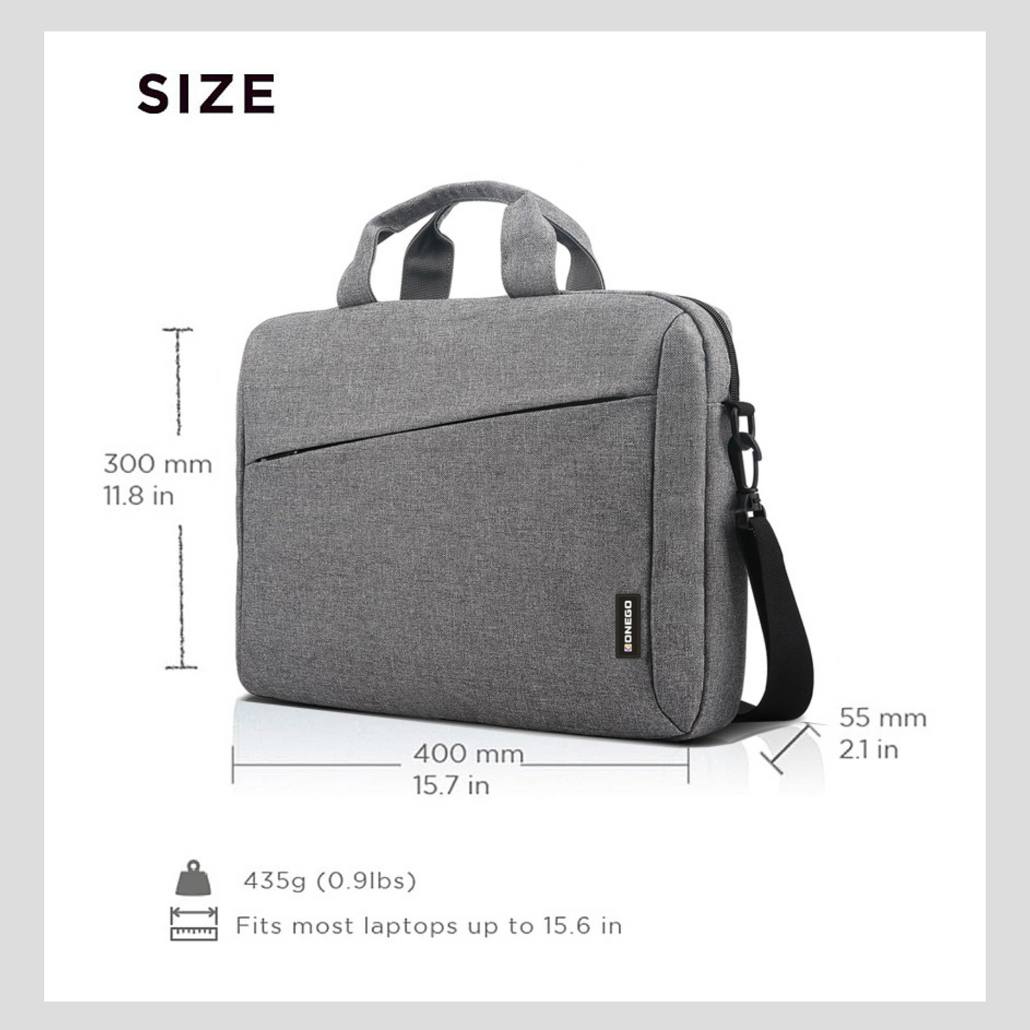 ONEGO Formal Briefcase & Messenger Bag, Fits 15.6" Laptops, Grey - ONEGO FASHION
