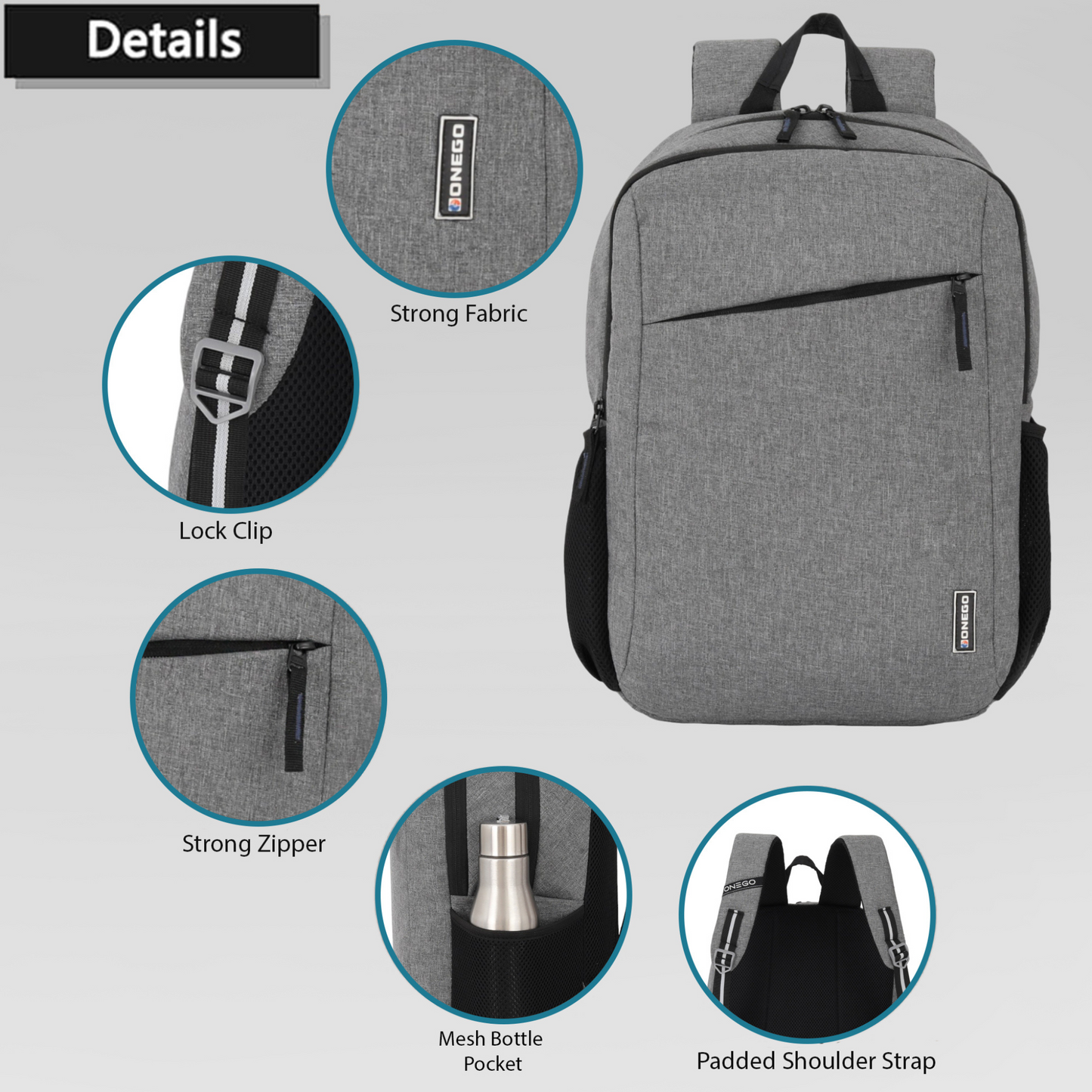 ONEGO Laptop Backpack, Water-Resistant Business & College Backpack for Men & Women (Grey) - ONEGO FASHION