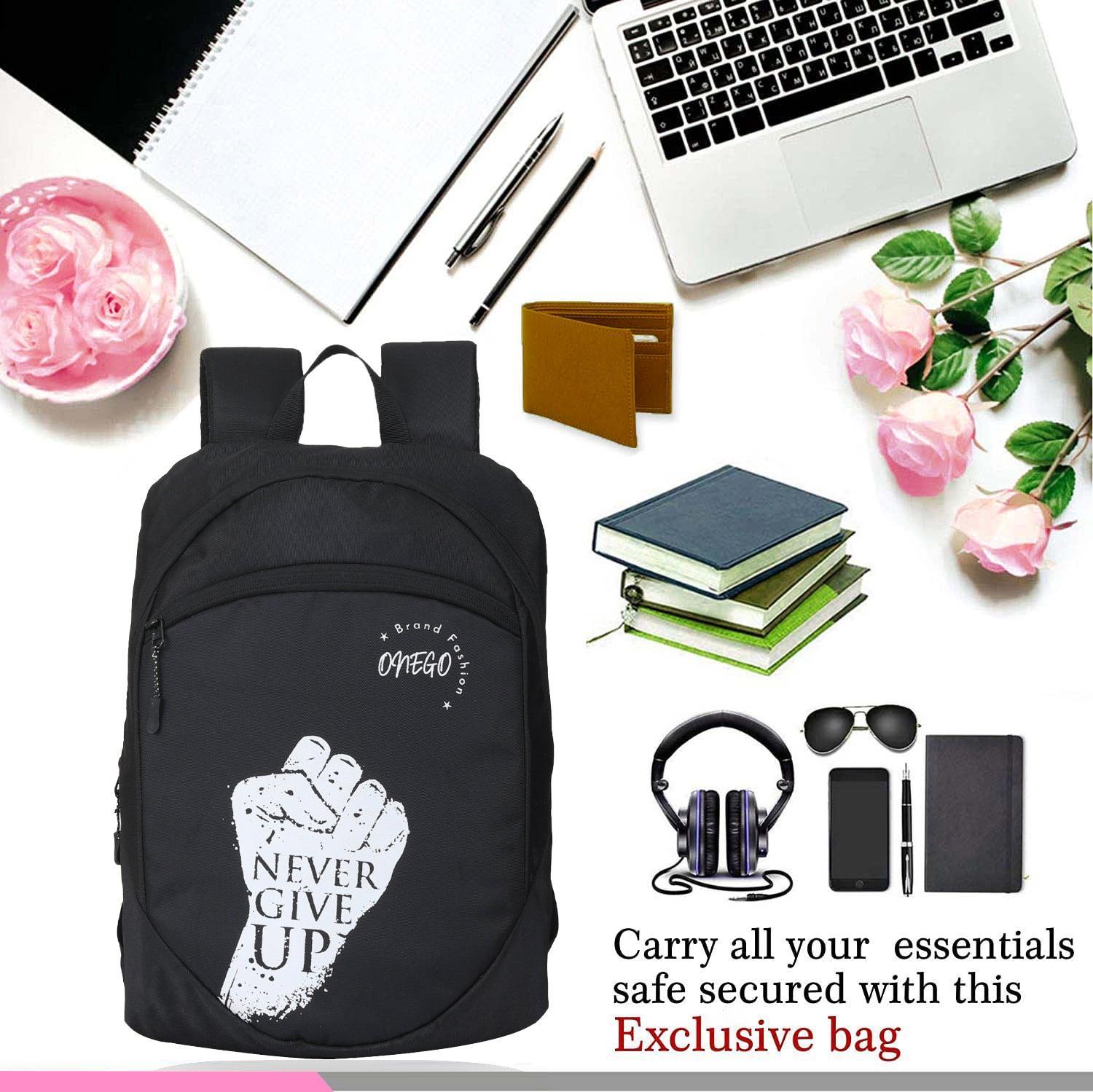 ONEGO Versatile & Stylish Backpack College bag School bag Laptop bag Office bag Tuition bag Daypack Bag For Men & Women Boys & Girls (Black) - ONEGO FASHION