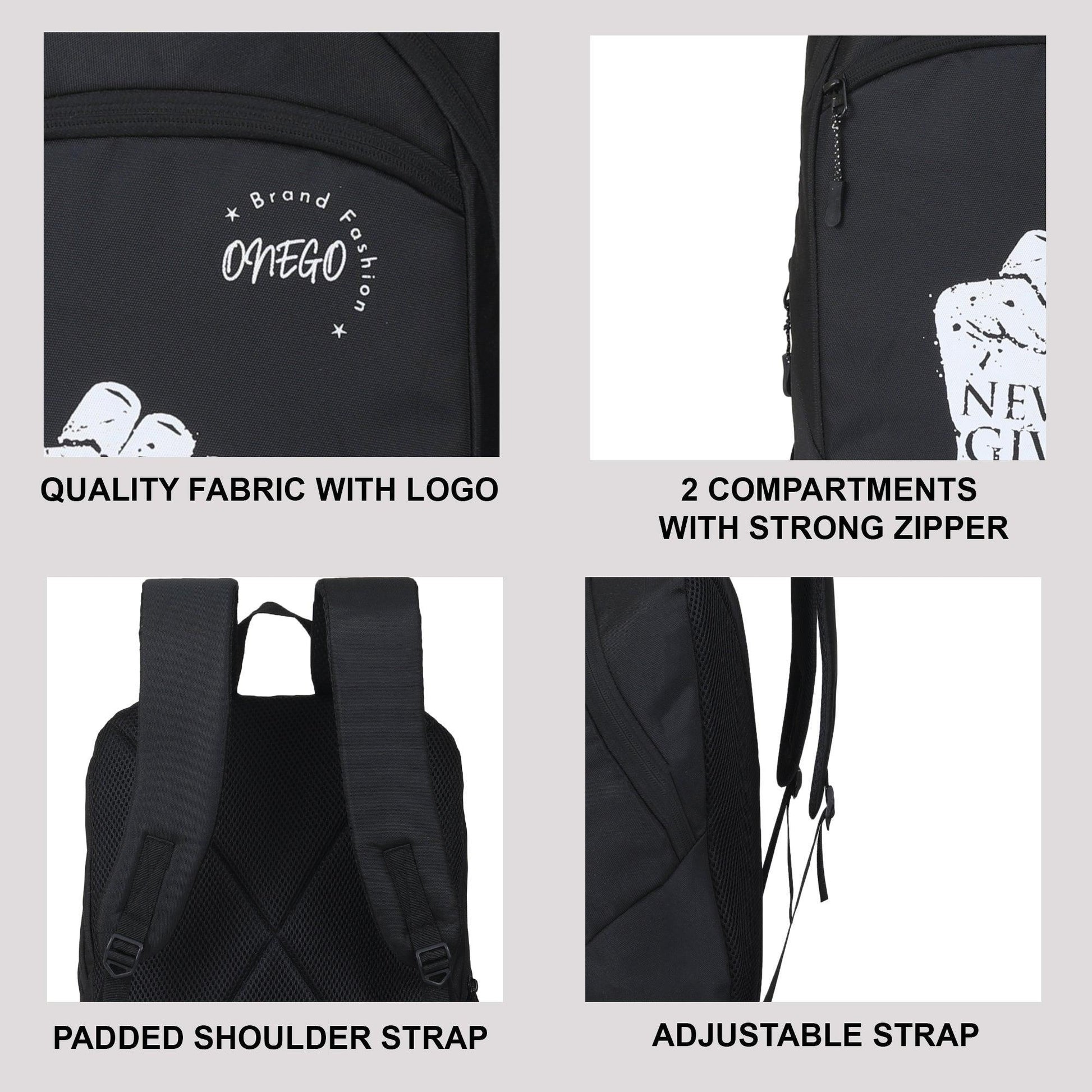 ONEGO Versatile & Stylish Backpack College bag School bag Laptop bag Office bag Tuition bag Daypack Bag For Men & Women Boys & Girls (Black) - ONEGO FASHION