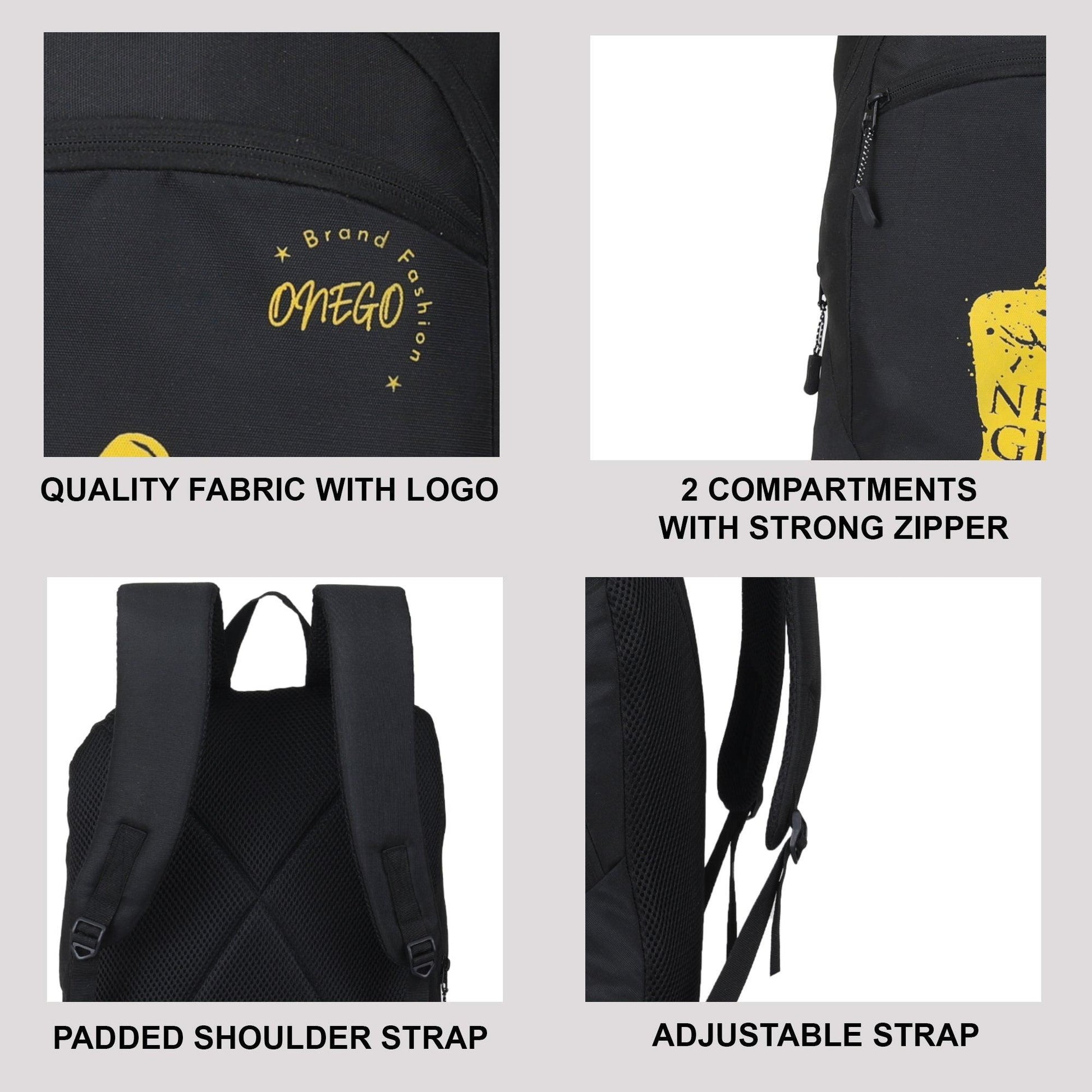 ONEGO Versatile & Stylish Backpack College bag School bag Laptop bag Office bag Tuition bag Daypack Bag For Men & Women Boys & Girls (Black YL) - ONEGO FASHION